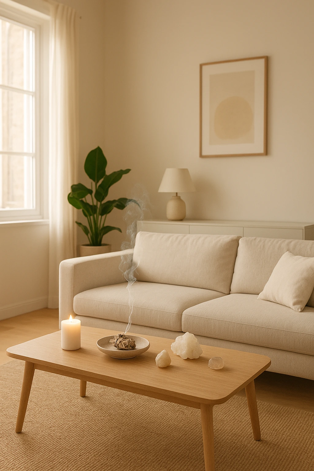 Especialista realizando una ceremonia de limpieza energética en una vivienda de Madrid