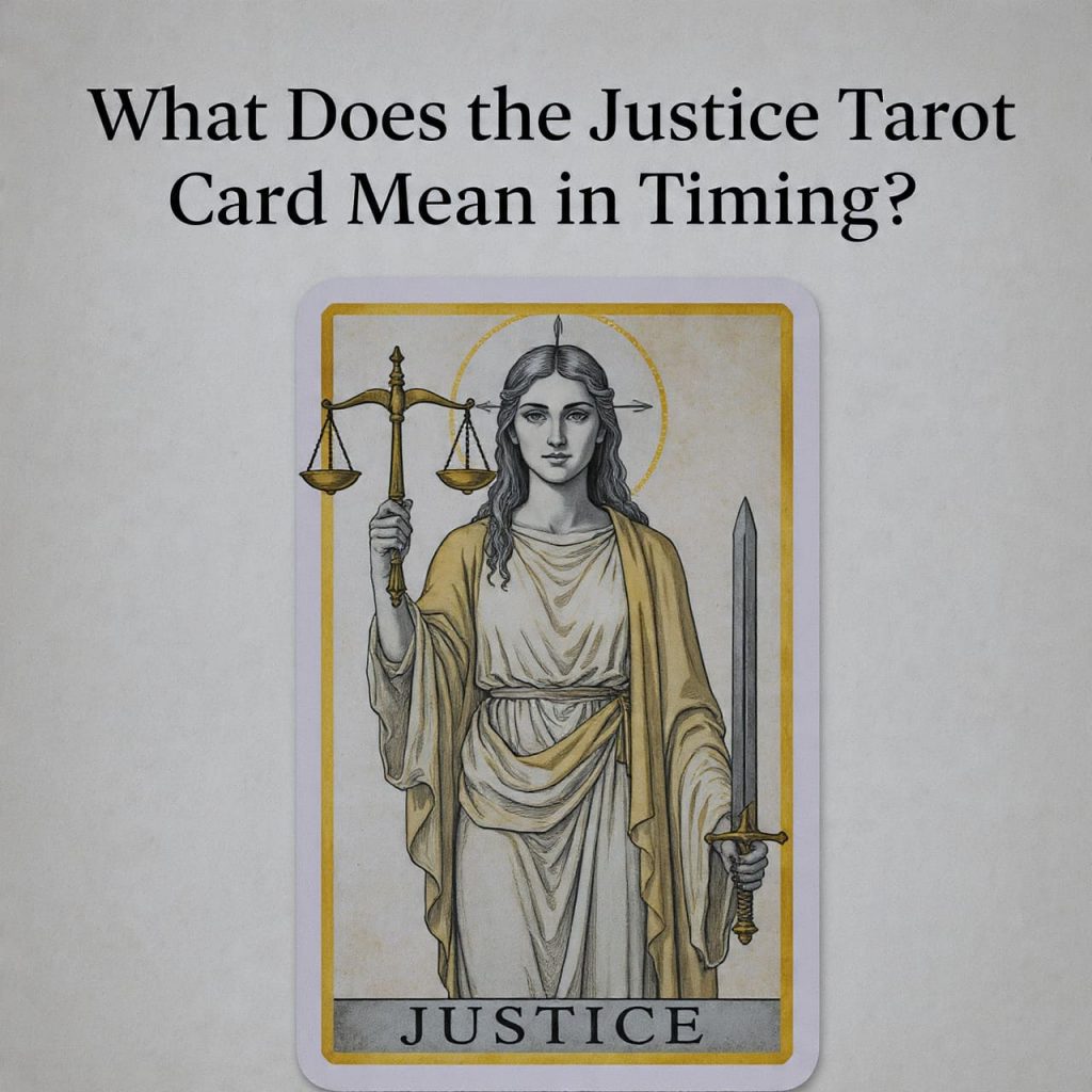 What does the Justice tarot card mean in timing?